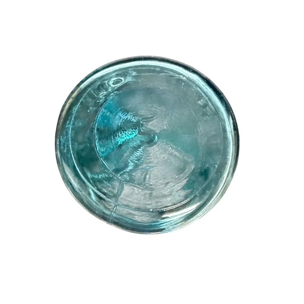 Vintage Ball Perfect Pint Mason Jar Aqua Blue Glass Antique Canning Jar Mold #5